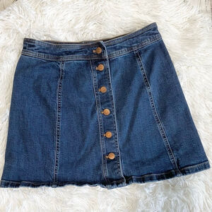 Madewell A line button down mini denim jean skirt size 6